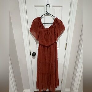 Off the Shoulder Rust Dress (Brand New, tags still on)